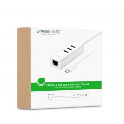 Đầu chuyển USB type C sang LAN + USB hãng Ugreen 20792